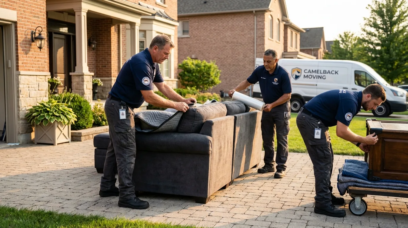 Large estate moving crew wrapping furniture in Asotin, WA